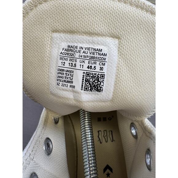 Converse CTAS Construct Hi White/Black /Egret A02832C Unisex 12M/13.5W NWB! - Picture 6 of 7